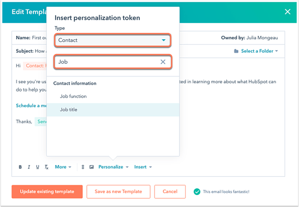 Personaliseren templates | Templates en Snippets | Cuex